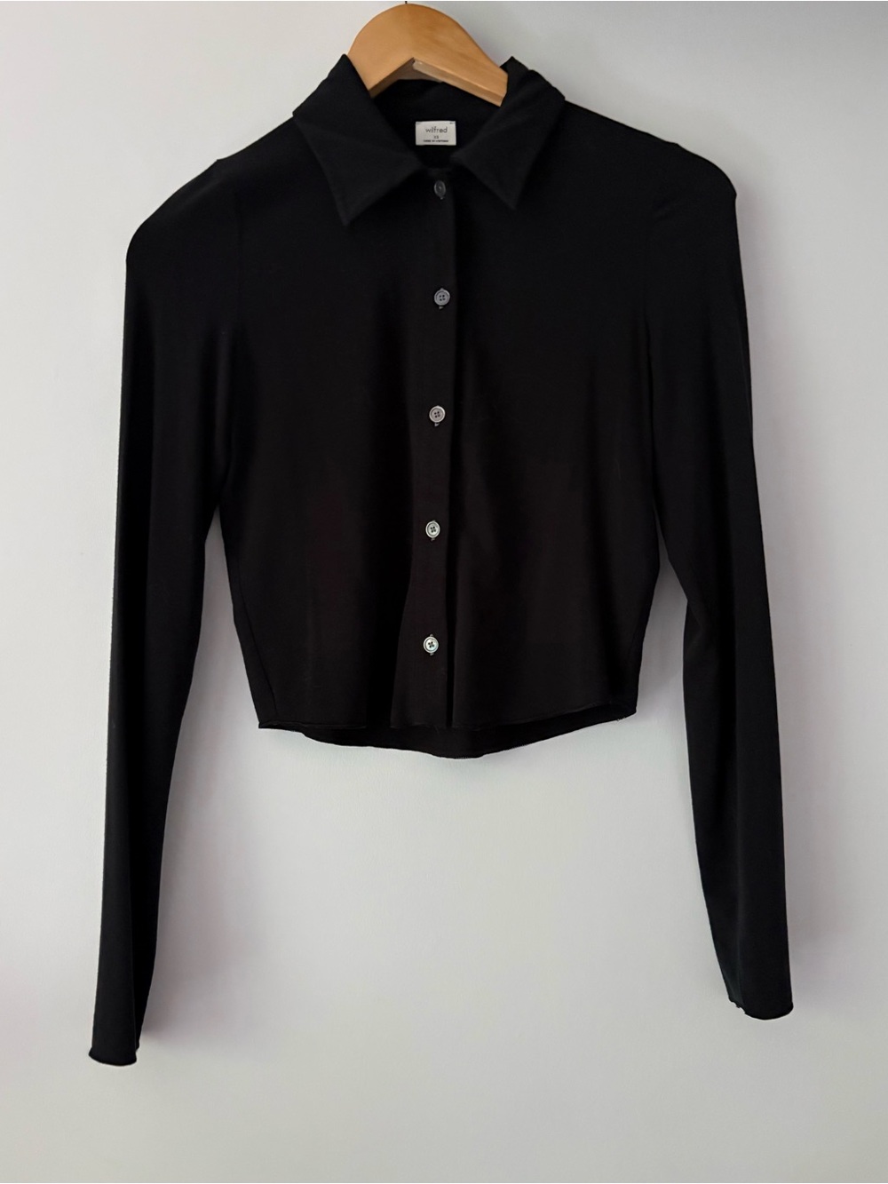 Aritzia Wilfred Pose Waist Black Longsleeve Collared Button-Up Size XXS